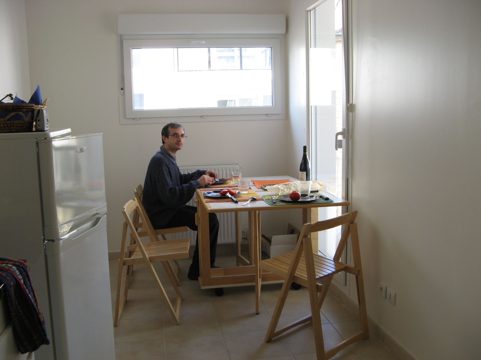 [my apartment: kitchen, first meal]